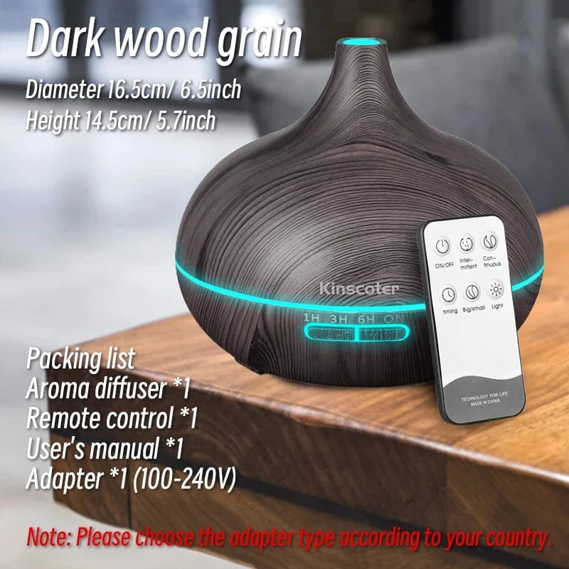Diffuseur 500 ml Bois – LED & Télécommande Relaxante | SleepCosily SleepCosily