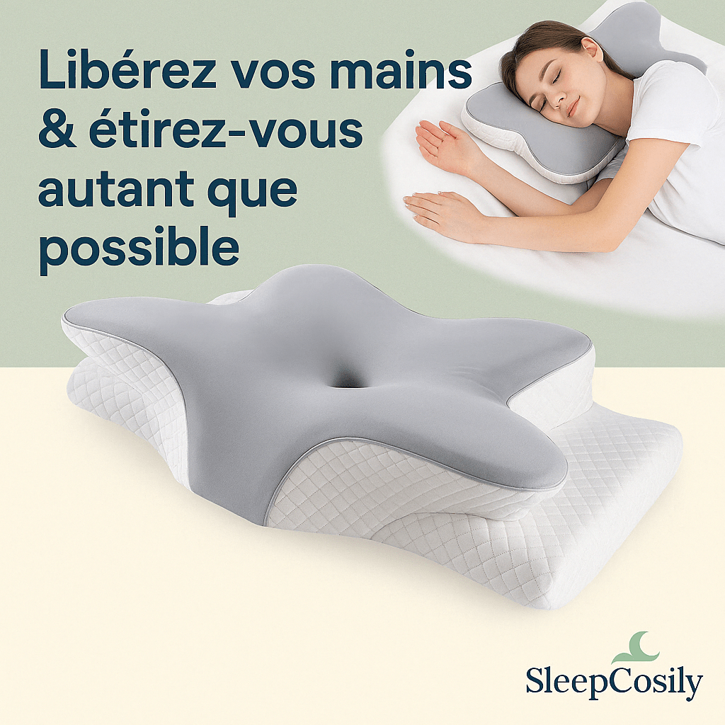 Oreiller Orthopédique Papillon Premium – Mémoire de Forme & Soulagement Cervical SleepCosily